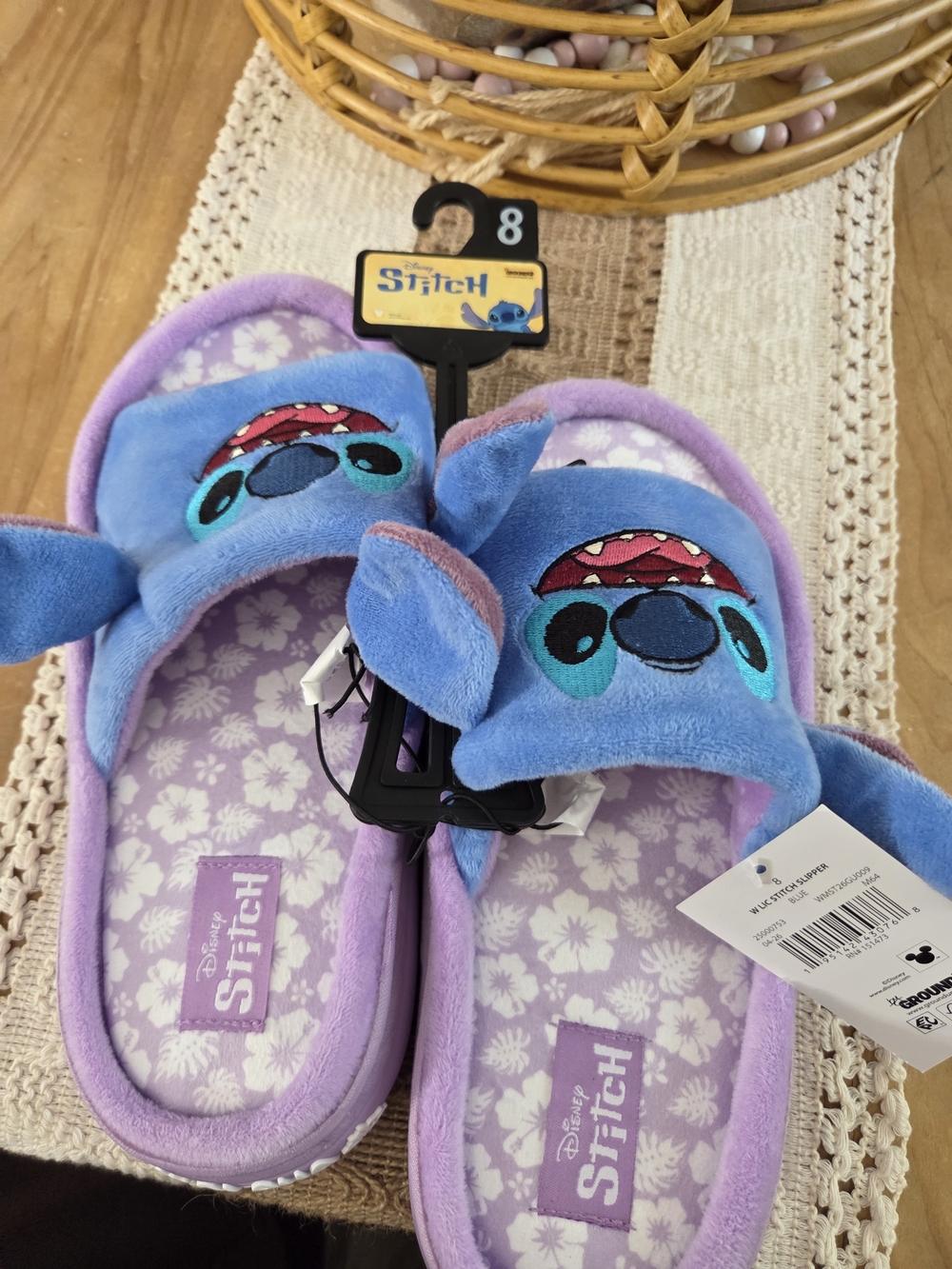 Disney Stitch Womens Slippers Blue & Purple Wms Size 8 NWT